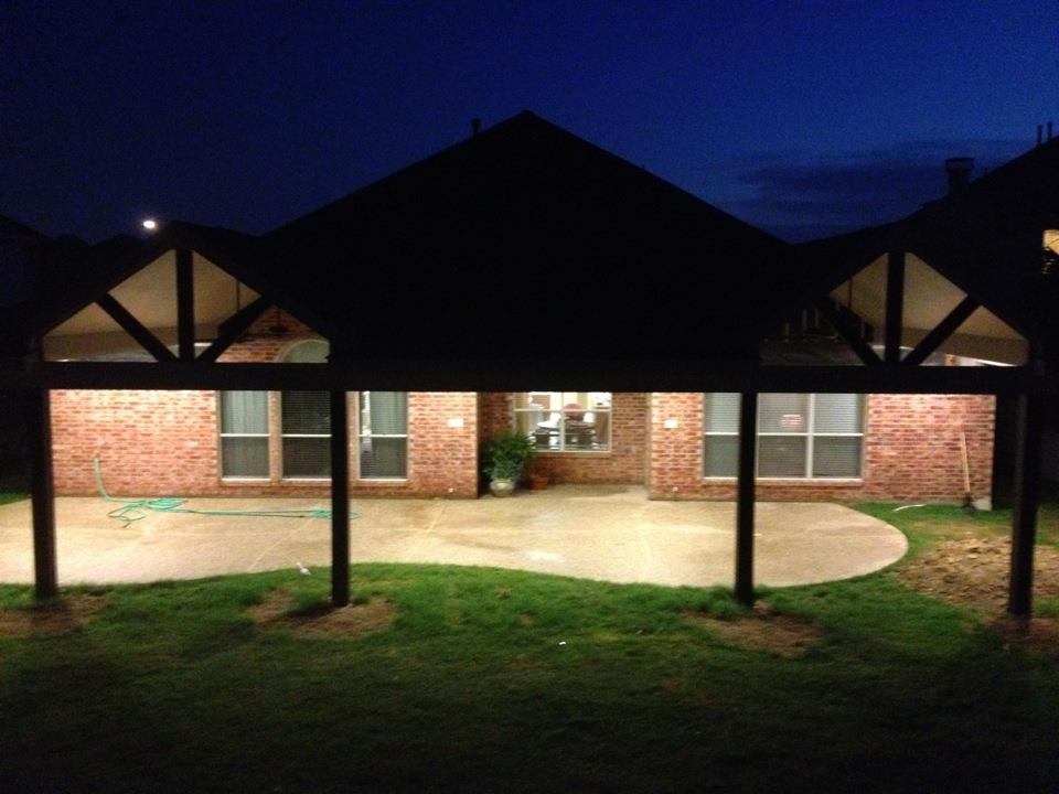 Outdoor patio cover at night