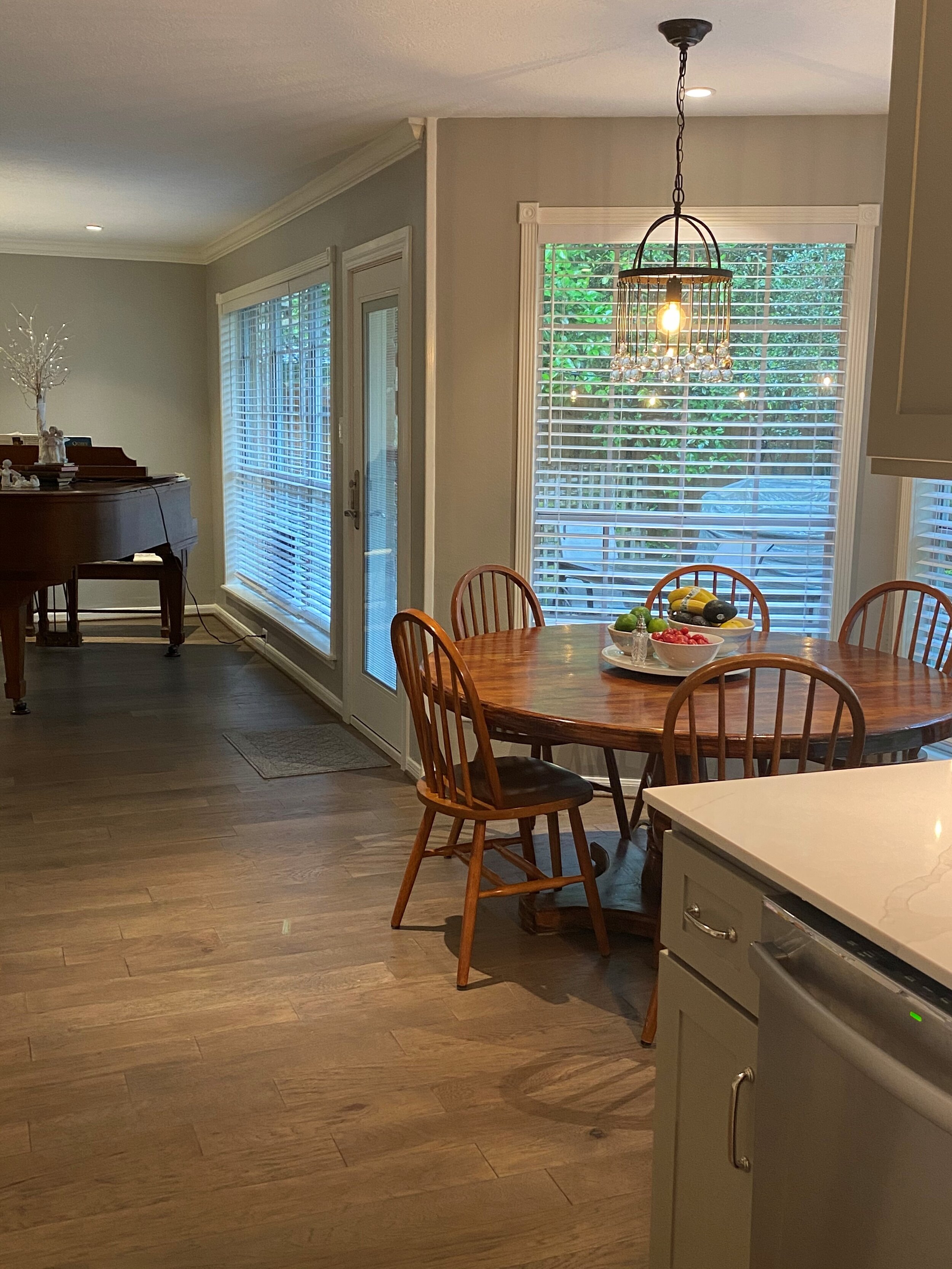 Downstairs Renovation - Grogan&#39;s Mill in The Woodlands, TX - Interior remodel Kitchen, Breakfast area, Living Room, Dinning Room, 1/2 Bath.