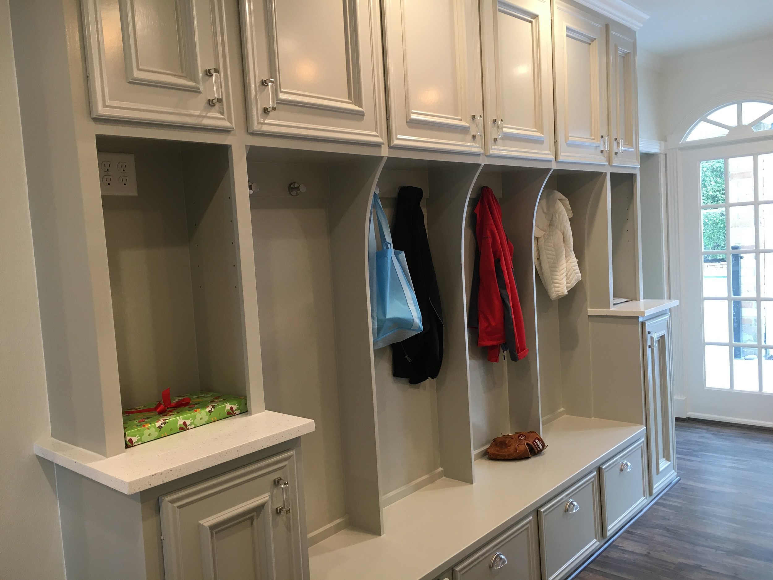 Storage Cabinets with Kid&#39;s Locker in Spring TX - Build custom cabinets with study desk and lockers for kids