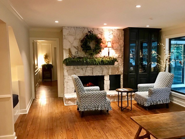 Living Room - White washed fireplace