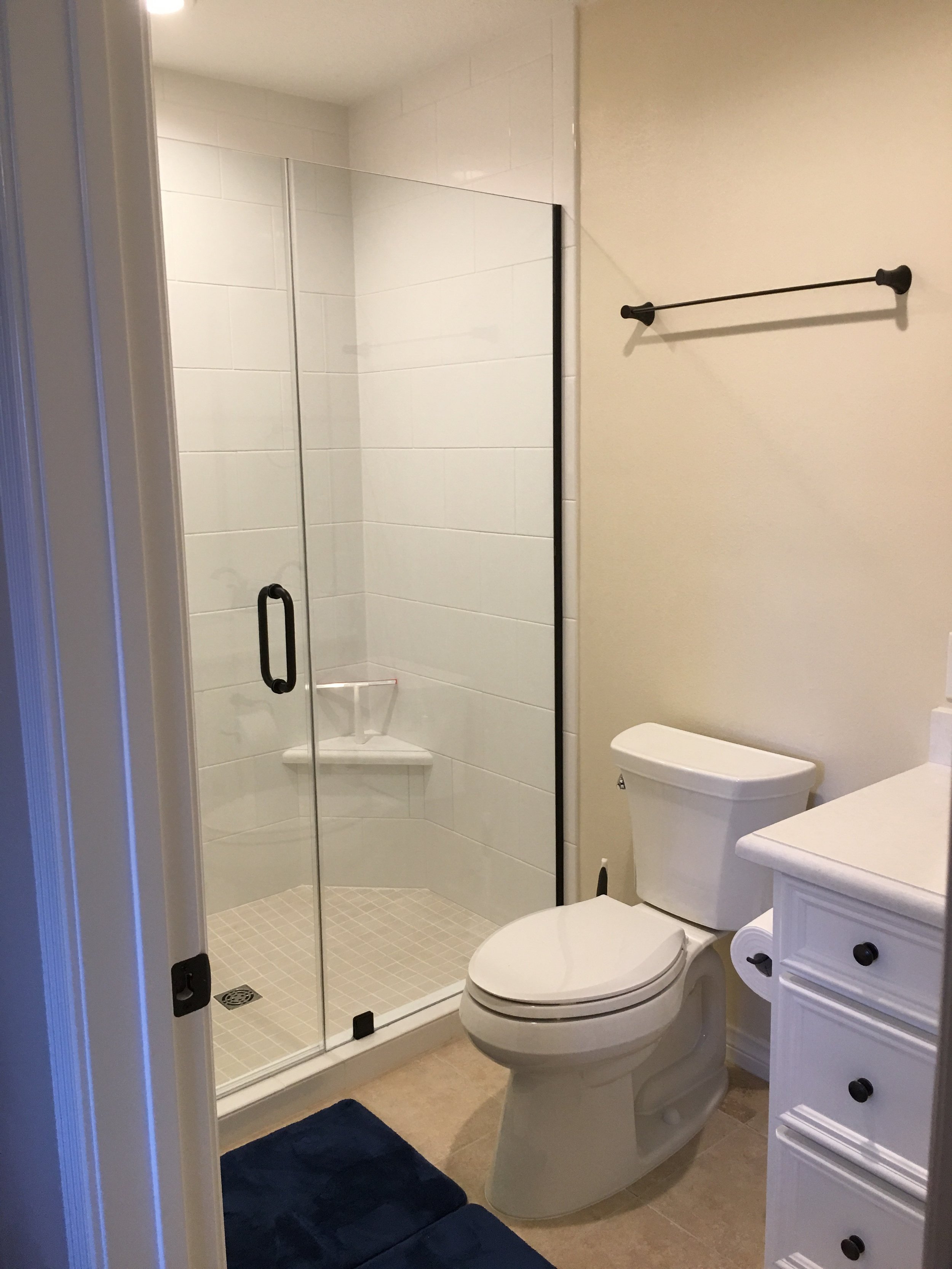Bathroom Addition - Converted kids closet into bathroom with walk-in shower.