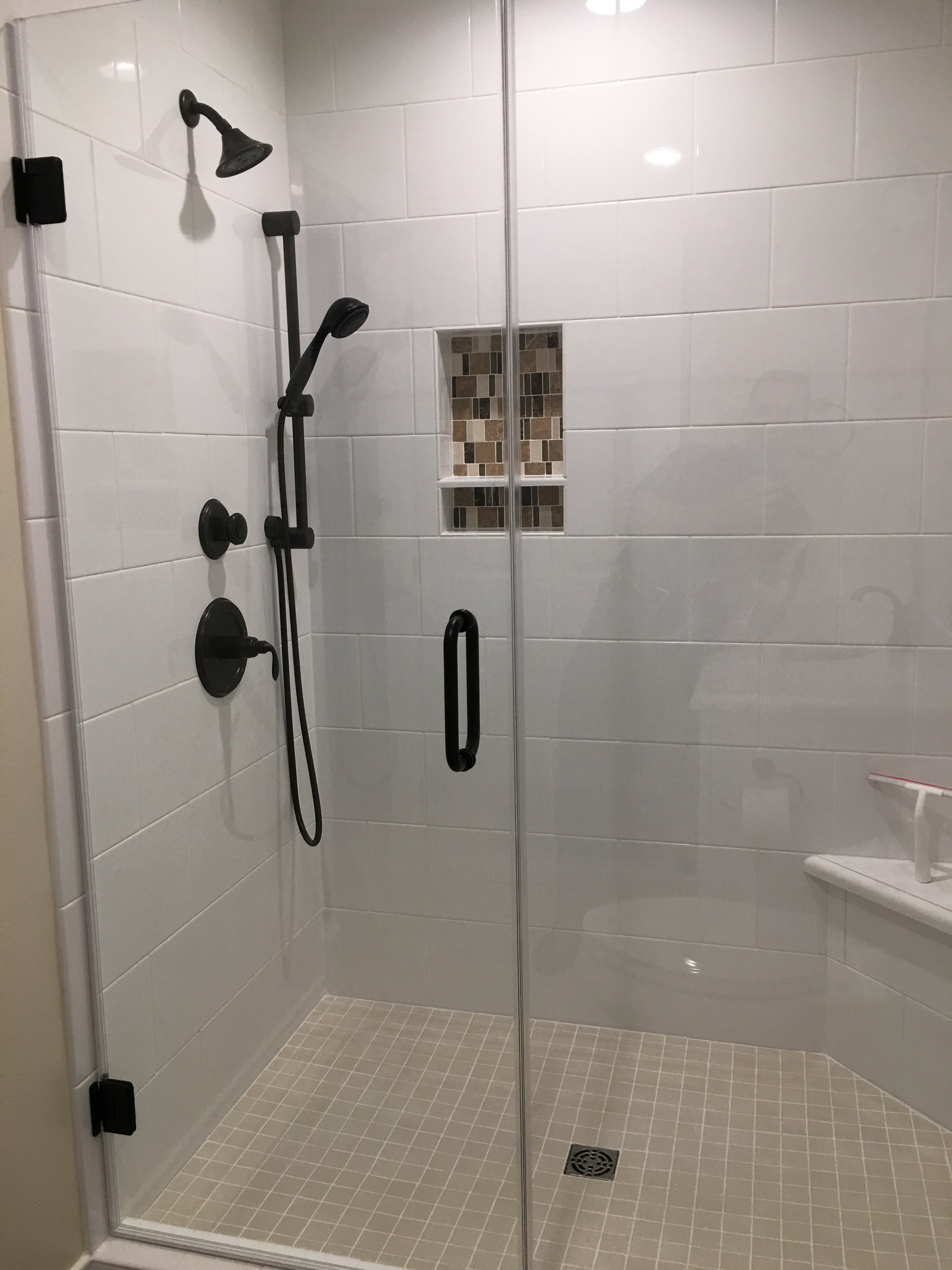 Master Bath Renovation Houston - Remodeled bathroom with walk-in shower