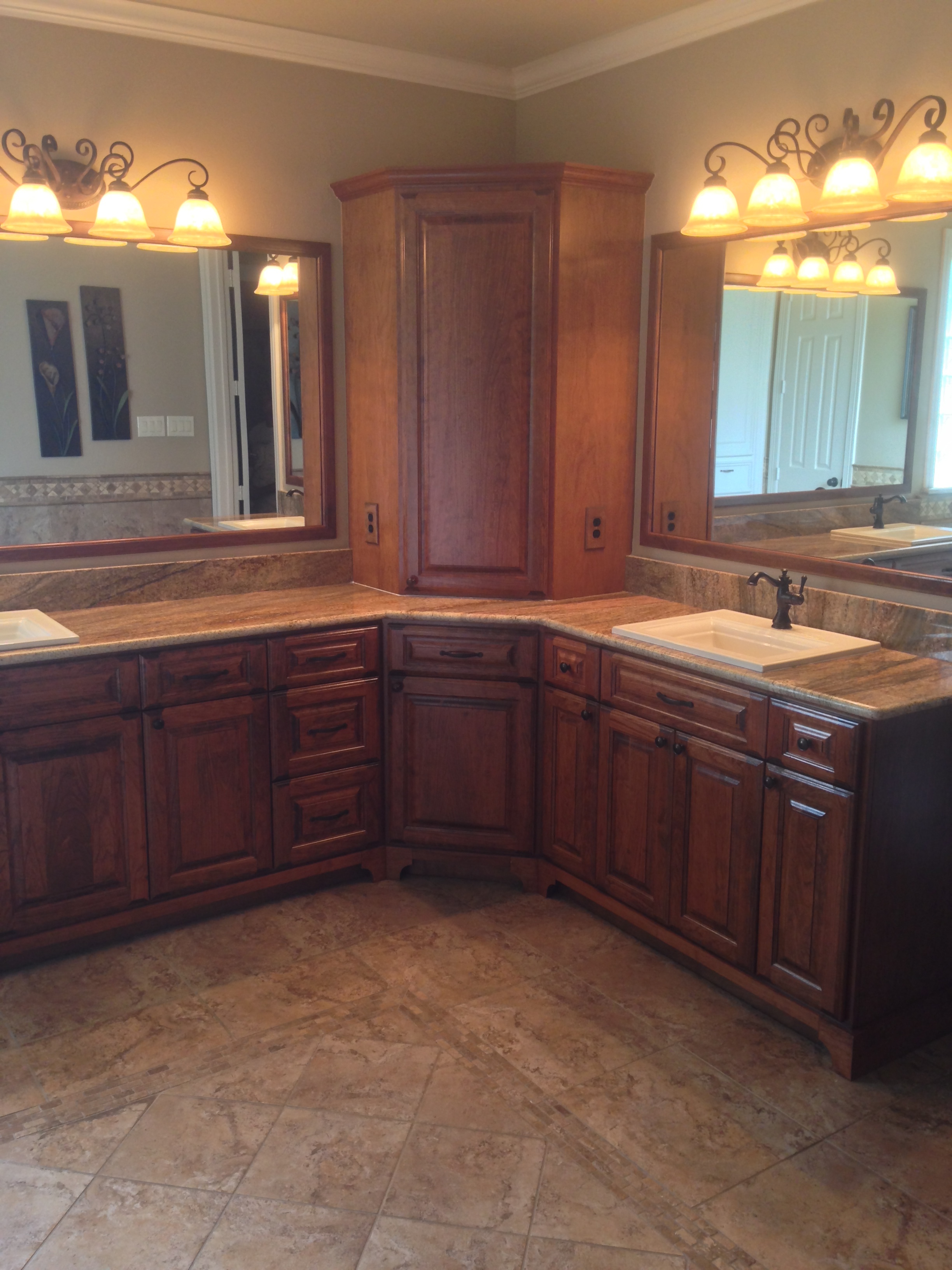 Custom countertops &amp; cabinetry in bathroom remodel