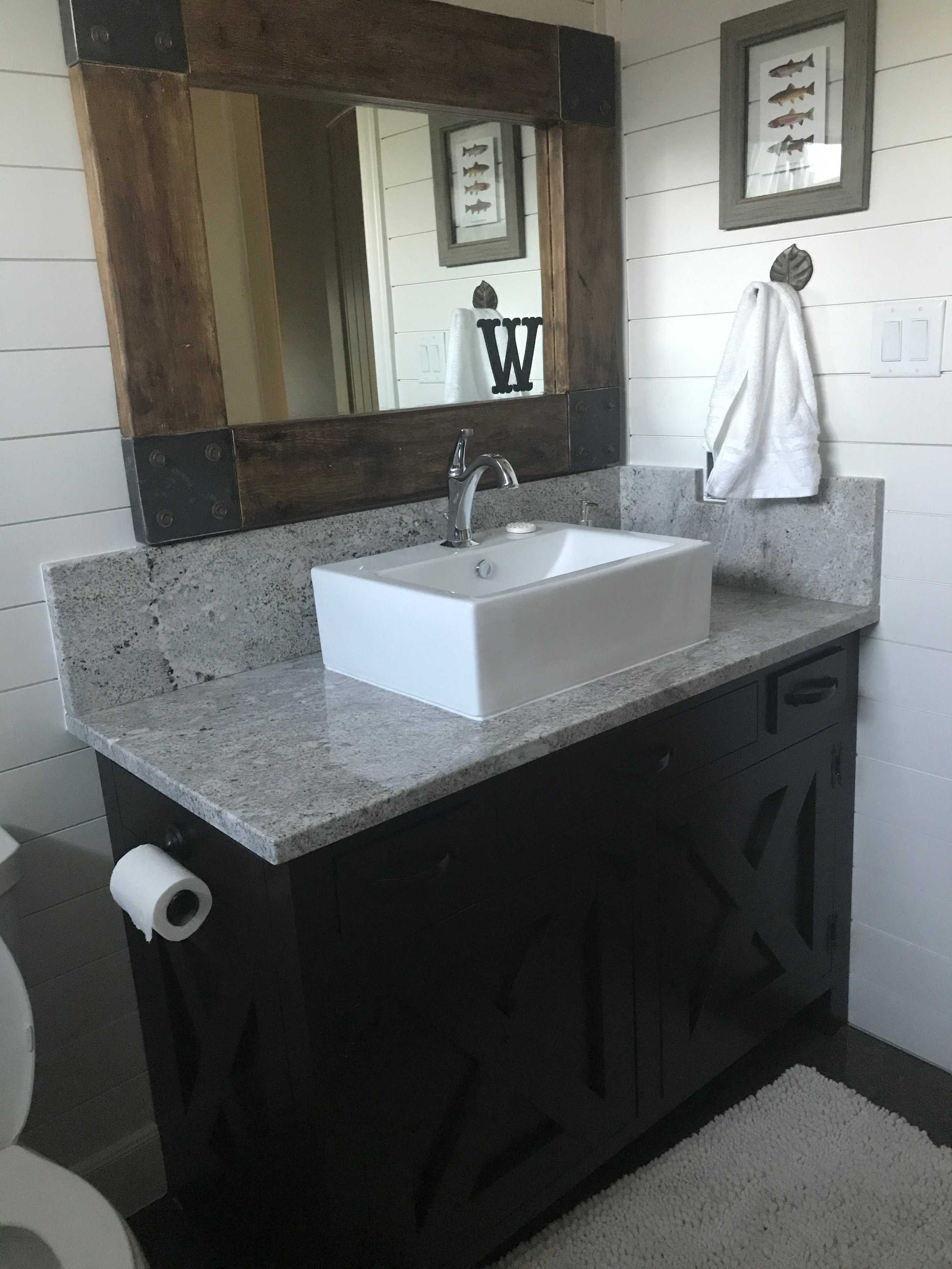 Guest Bathroom Renovation Tomball - Farm-house vanity 